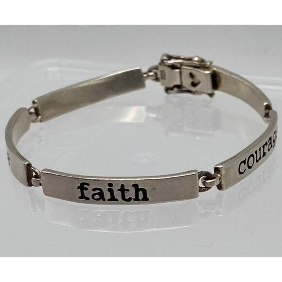 Truth~Grace~Faith~Courage~Wisdom 925 Sterling Silver Link Bracelet - Picture 4 of 11